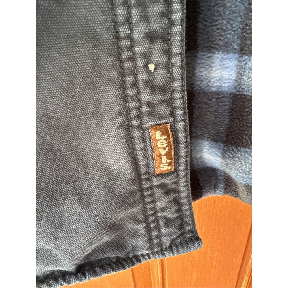 Levi Strauss Mens Large Faded Black Canvas Fleece Lined Shirt Jacket RN108480 - Picture 3 of 13